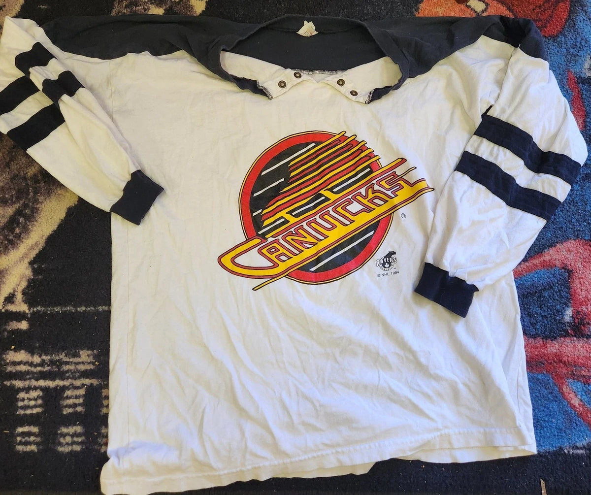 Vancouver Canucks Raven Athletics Mens Large Cotton Shirt 1994 Vintage Unisex
