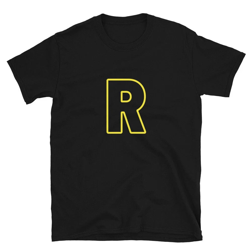 Letter R Yellow Bold Font Simple Black Unisex