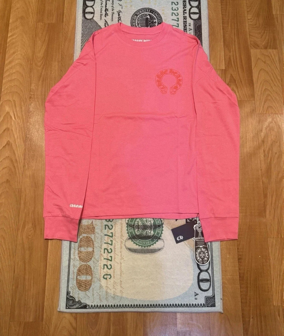 Chrome Hearts Pink Long Sleeve Crew Neck Logo Graphic Print Size S Unisex