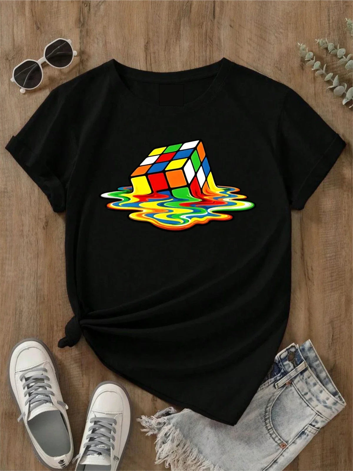 Melting Cube Funny Retro Gaming Rubik Rubix Rubics Cube Unisex Tee Top Unisex