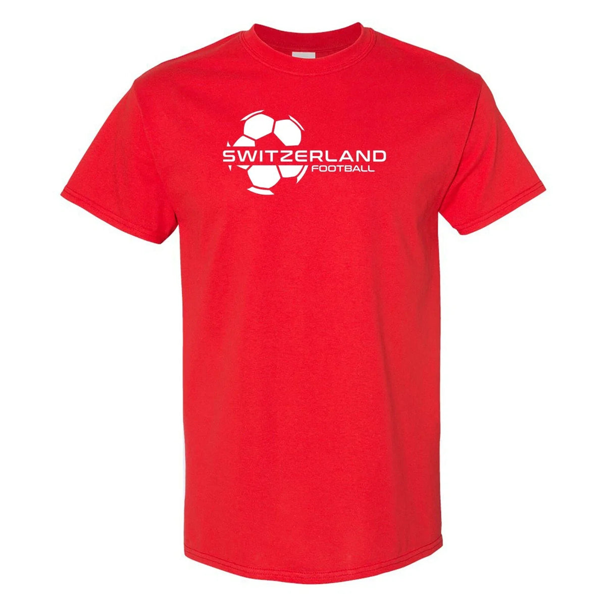 Switzerland Football Strike - Soccer Sports Short Sleeve - Red Unisex