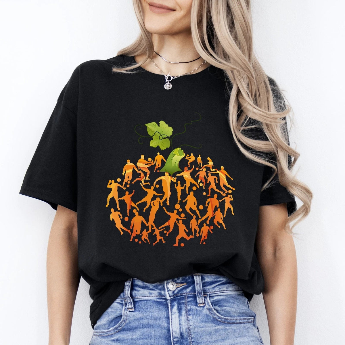 Soccer Player Pumpkin Halloween Unisex Soccer mom soccer coach tee Black Unisex