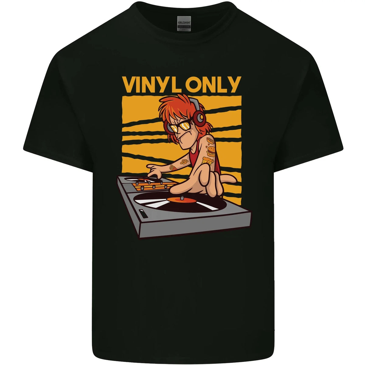 DJ Decks Vinyl Only Funny DJing Turntable Mens Cotton Tee Top Unisex