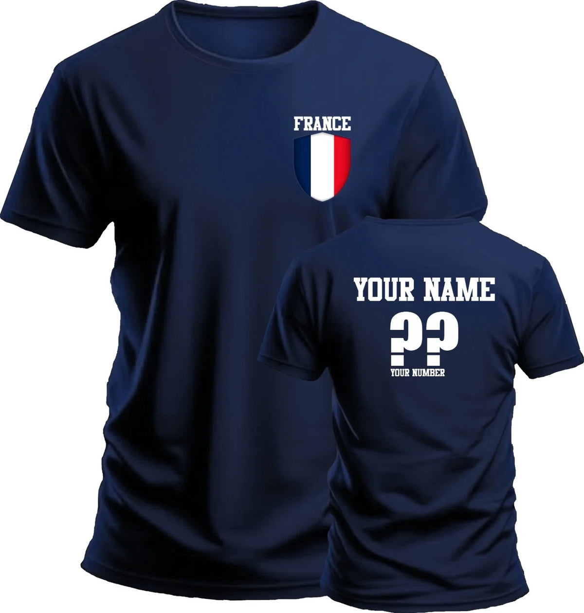 Personalise France Football Soccer Fans Sports Costume Flag Badge Top Unisex