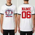 Personalised England Ringer Custom Name Number Football Tournament Top Unisex