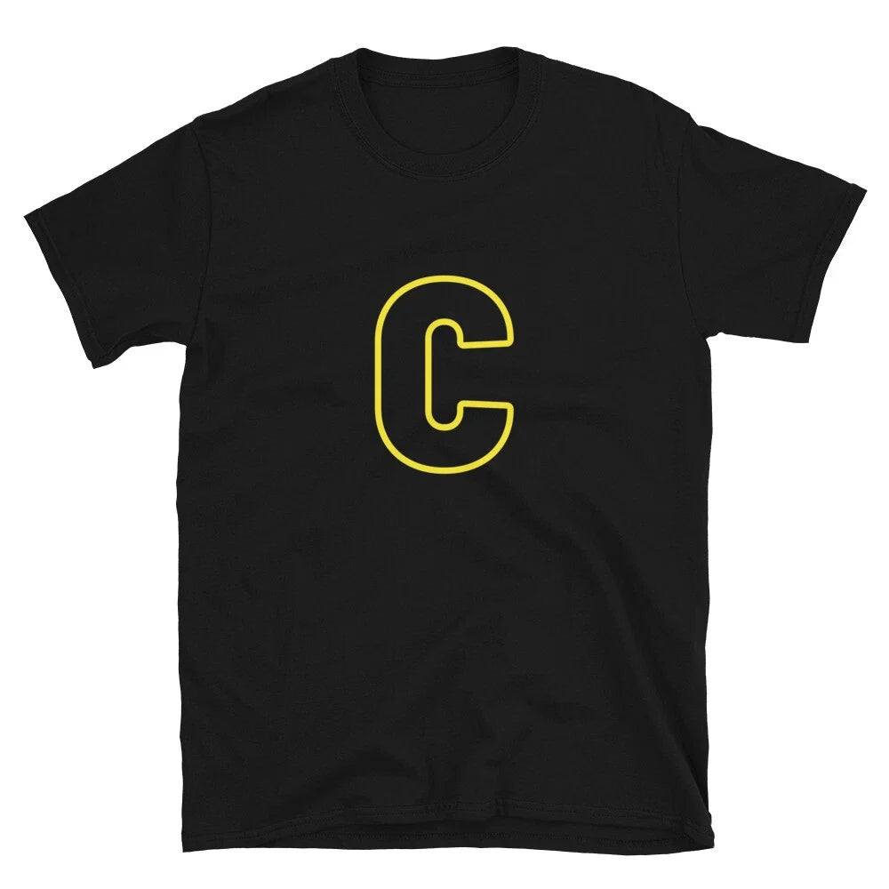 Letter C Yellow Bold Font Simple Black Unisex