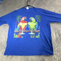 Port & Company Favorite Tee Mens 2XL Blue Tropical Parrot Graphic Crew Unisex