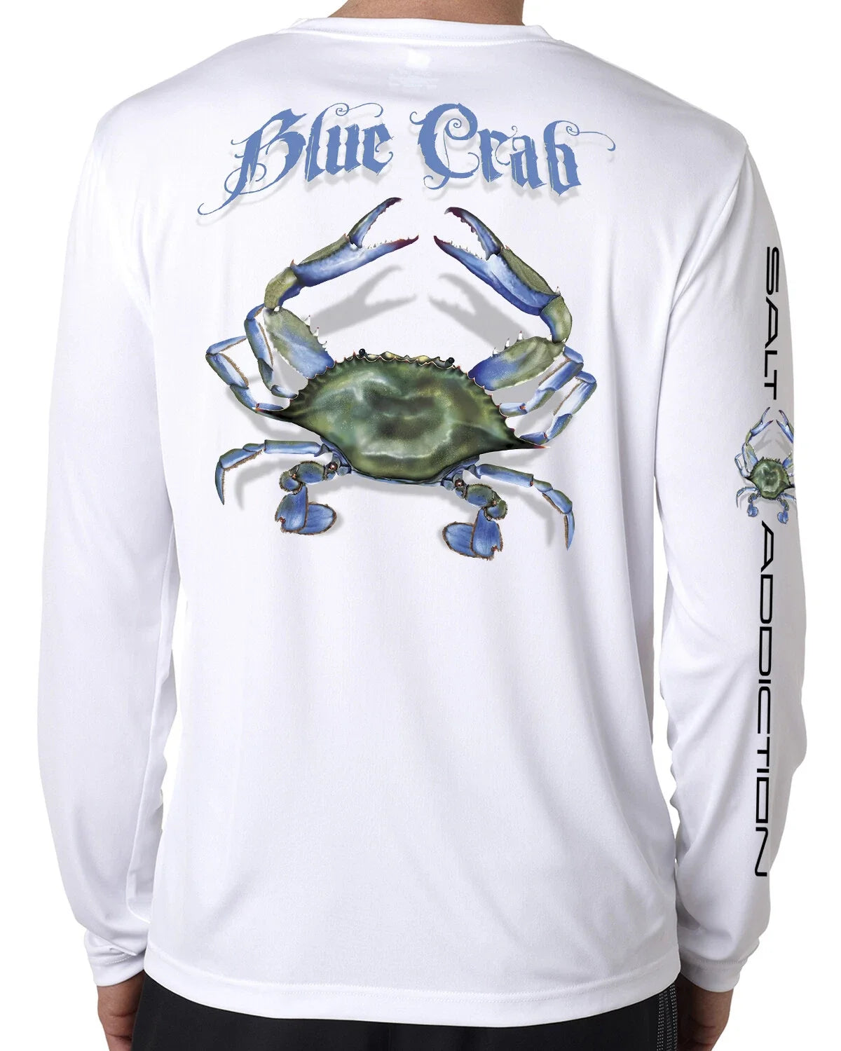 Salt Addiction Blue Crab t shirt long sleeve microfiber saltwater uv 50+ Unisex