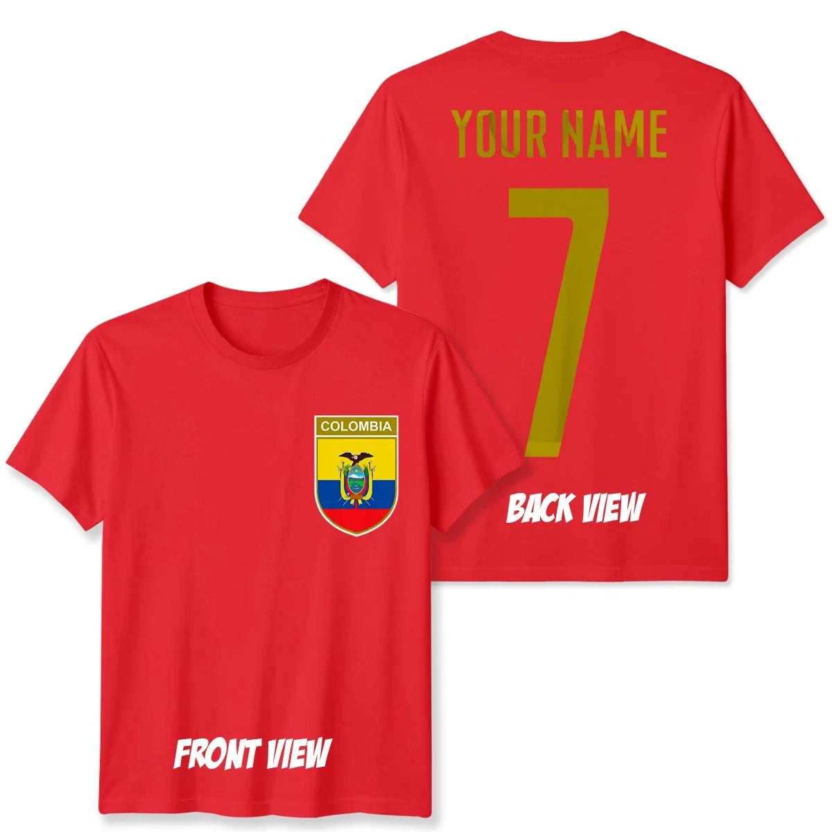 Personalised Colombia Football Unisex Kids Name Number Tee #WC Unisex
