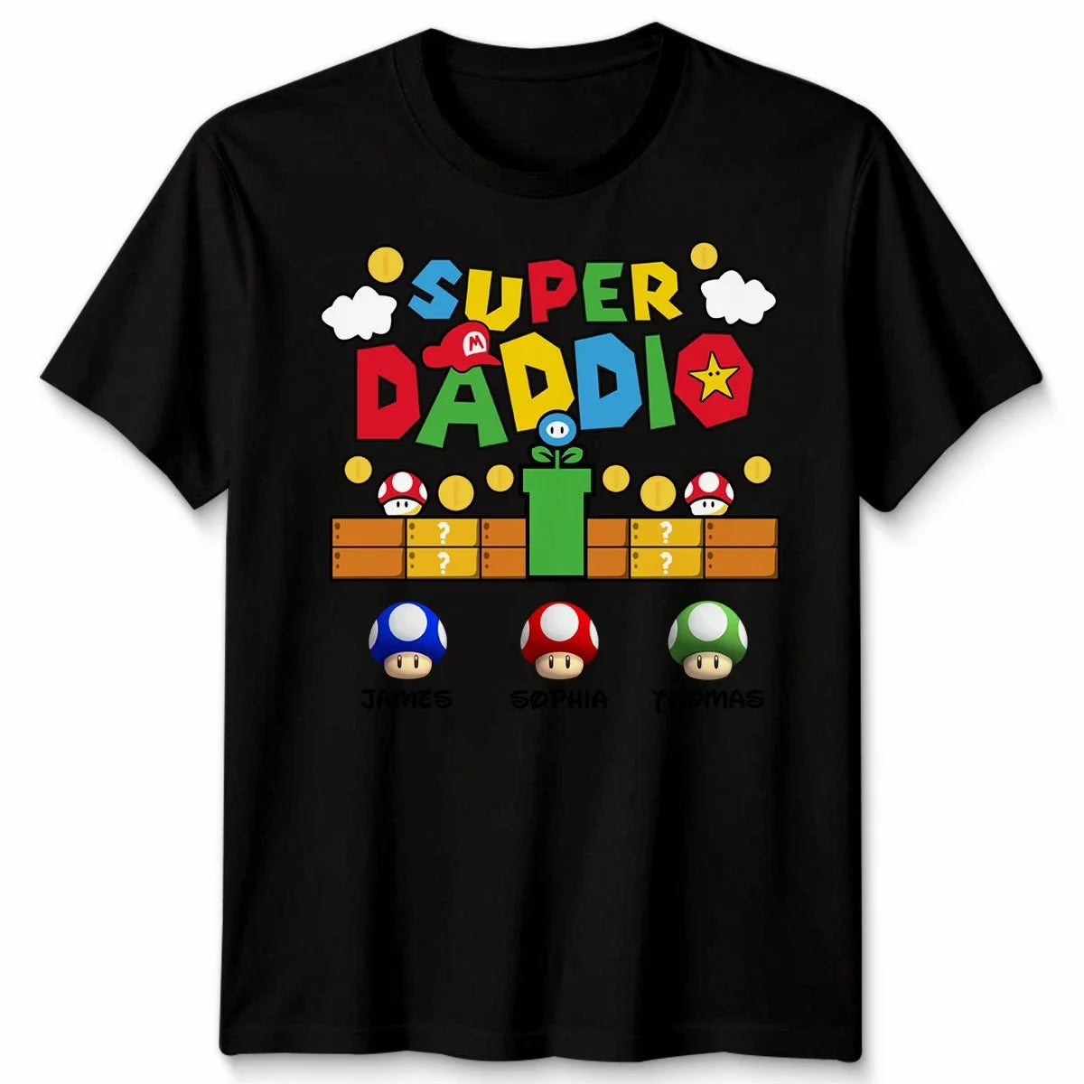 Personalised Super Daddio Mens T Shirt Gaming Fathers Day Mens Graphic Tee Unisex