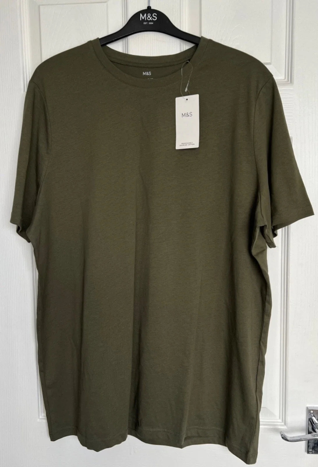 NEW M&S Mens Soft Khaki Regular Fit Cotton Rich Crew Neck Size 2XL Unisex