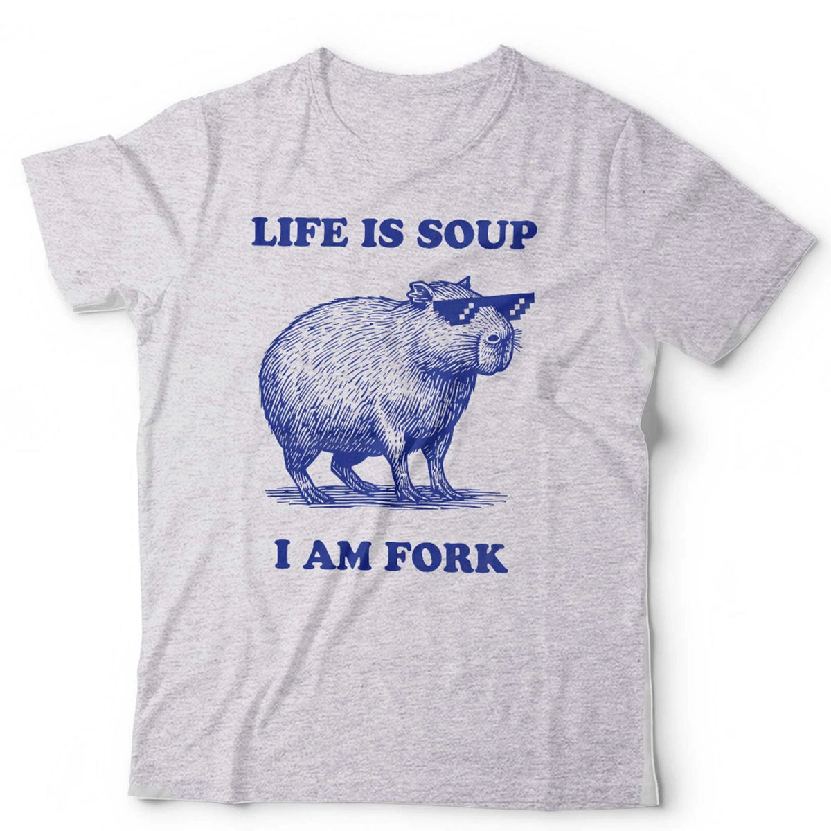 Capybara T Shirt Life Is Soup I Am Fork Unisex Funny Gift Cute Meme Vintage