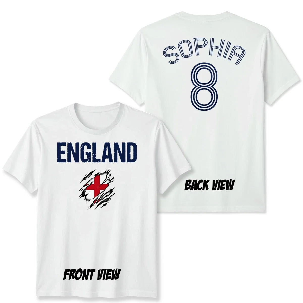 England Unisex Football Fan T Shirt Personalized Custom Name And Number Game Day Unisex