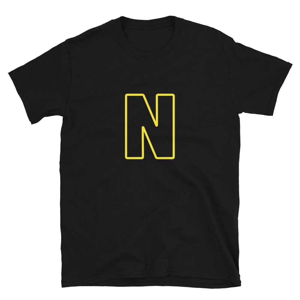 Letter N Yellow Bold Font Simple Black Unisex