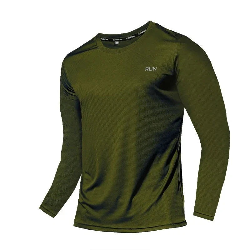Men's Ice Silk Long Sleeve Quick Dry Sun Protection Cooling Gym Top Unisex