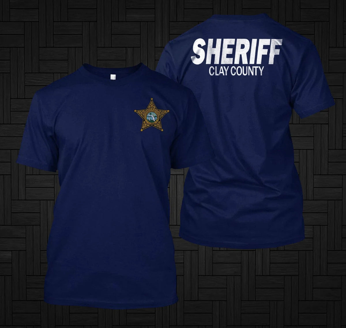 New POLICE County Sheriff Clay Florida - Custom front and back tee Unisex