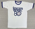 Vintage Champion Soccer Bowl 80 Shirt Sz L White Ringer NASL 1980s Double Sided Unisex