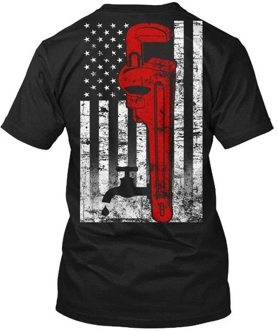 Plumber Us Flag Back Tee Made in the USA Size S to 5XL Unisex