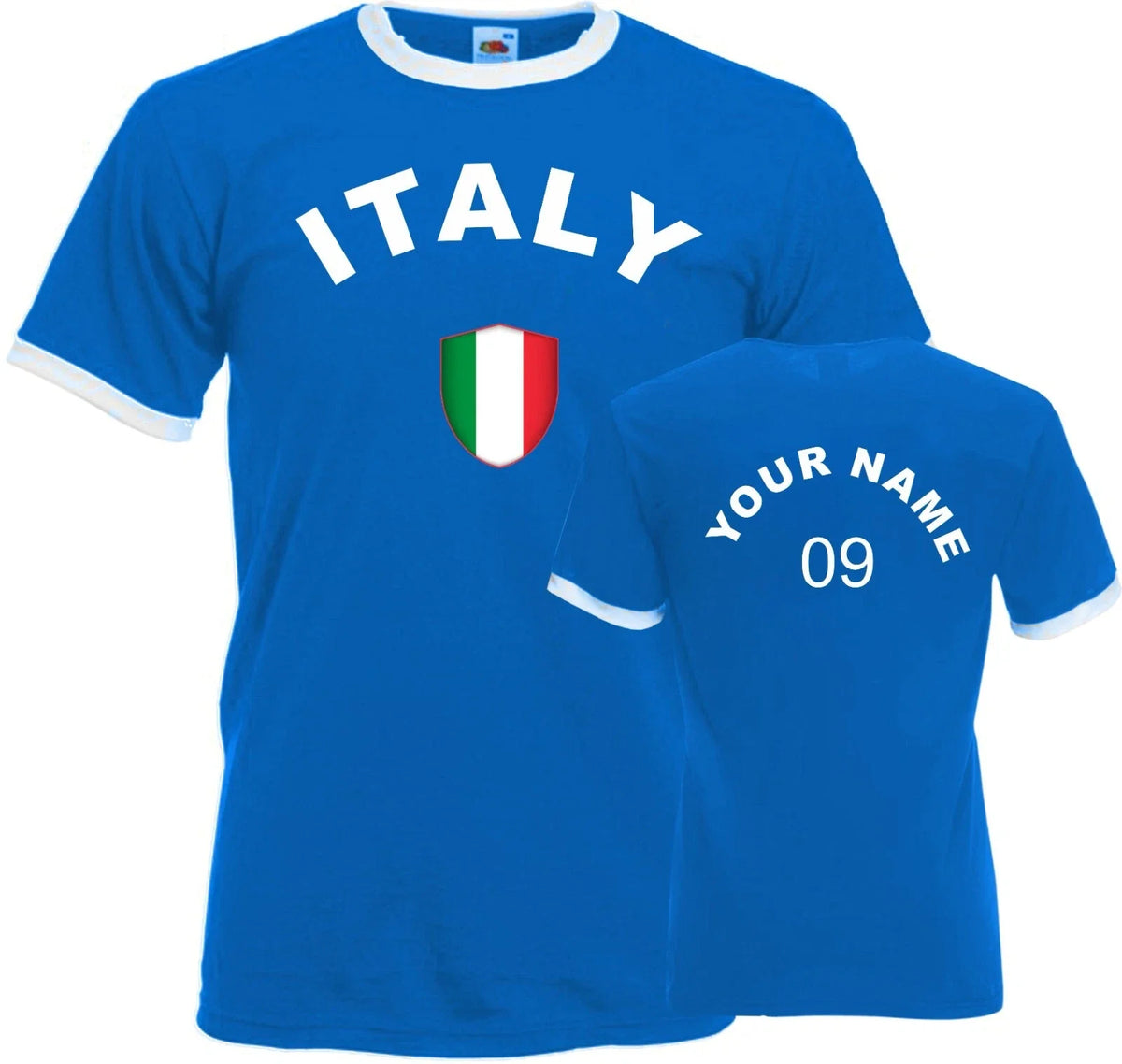 Personalised Italy Football Ringer Soccer Fan Sports Costume Flag Bad Unisex