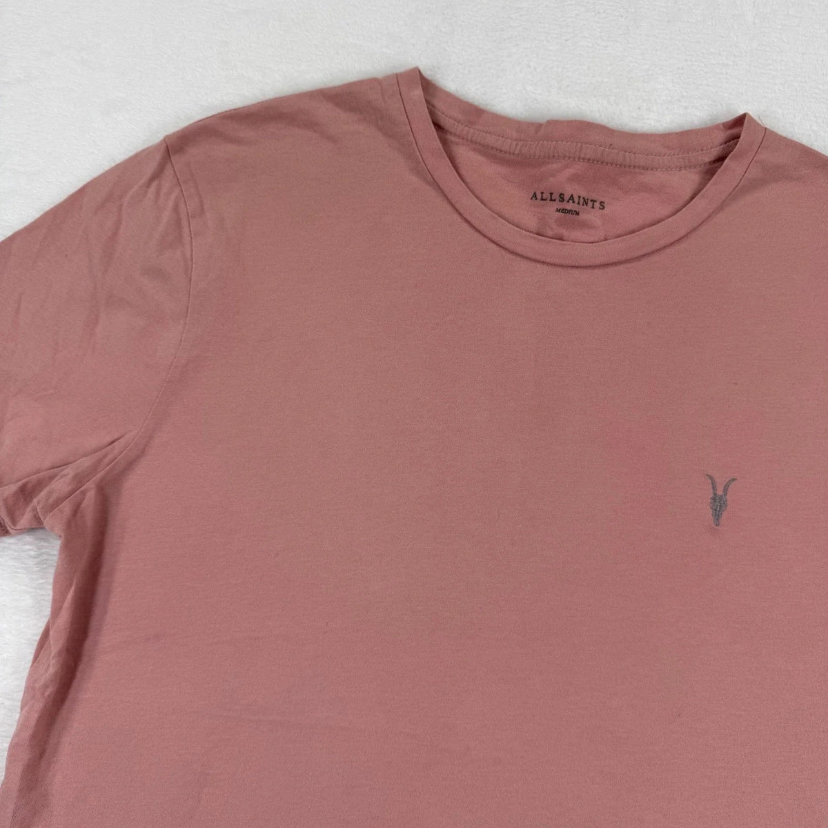 AllSaints Brace Tonic Crew Mens Medium Dusty Rose Pink Ramskull MD131G Unisex