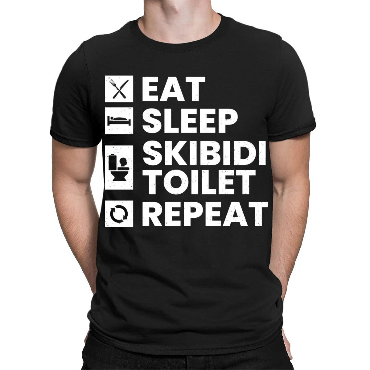 Eat Sleep Skibidi Toilet Repeat Funny Meme Joke Mens Womens s Top #TA-12 Unisex