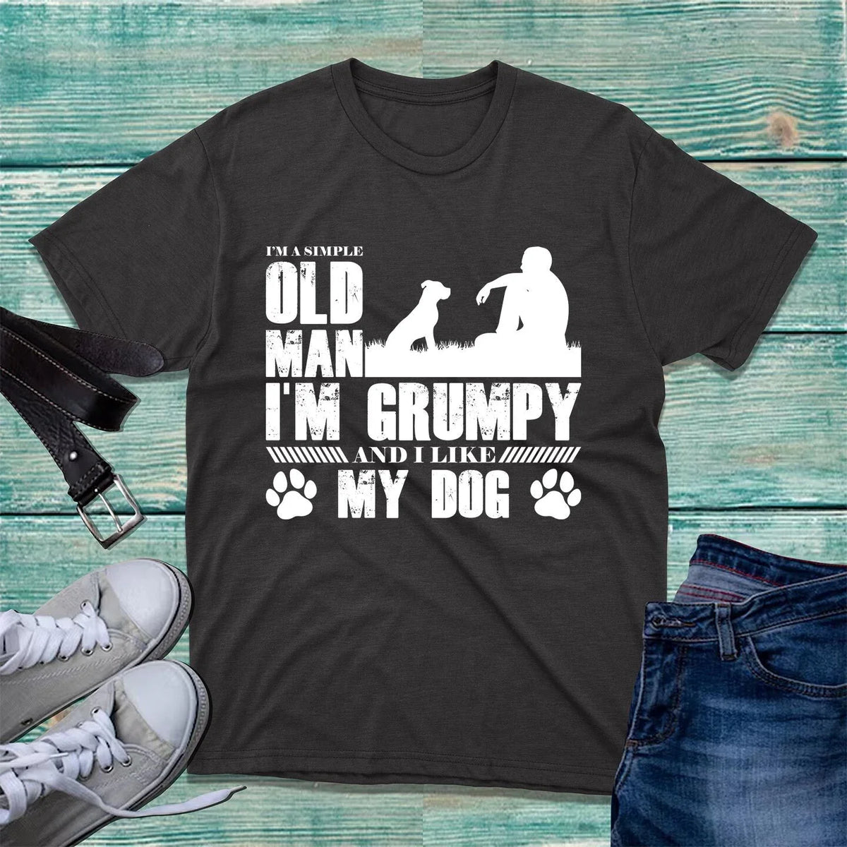 I'm A Simple Old Man I'm Grumpy And I Like Dogs Fathers Day Gift Tee Top Unisex