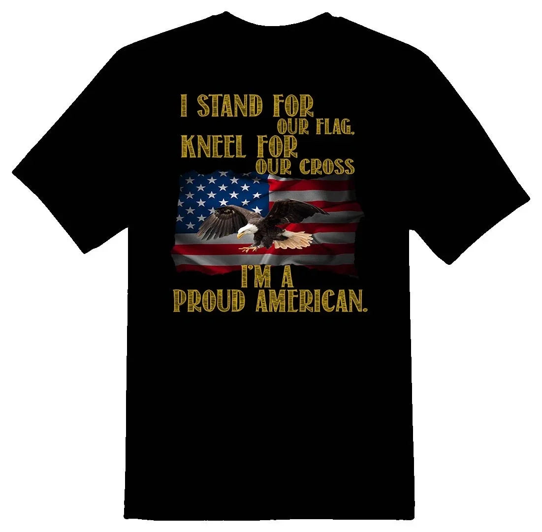 I stand for our flag cross proud american flag eagle black or white tee shirt Unisex