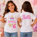 Personalised Birthday Girl Unicorn T Shirt, Custom Name 6th Birthday Tee Unisex