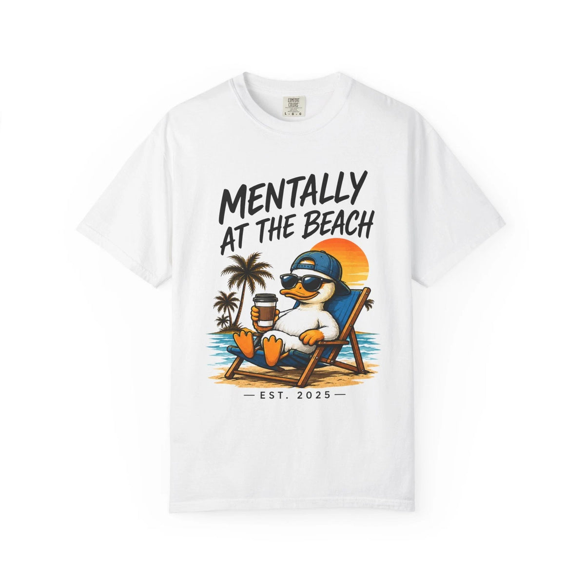 Funny Beach Shirt, Mentally At The Beach Tee, Duck Coffee Lover T-Shirt