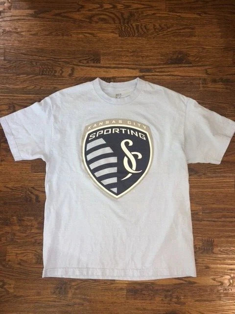 MLS Mens Size XL light blue Tee shirt KANSAS CITY SPORTING ANTIGUA 100% cotton Unisex