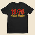 Personalised 50th Birthday in 2026 T Shirt 1976 Rock Font Name Back Print Gift Unisex