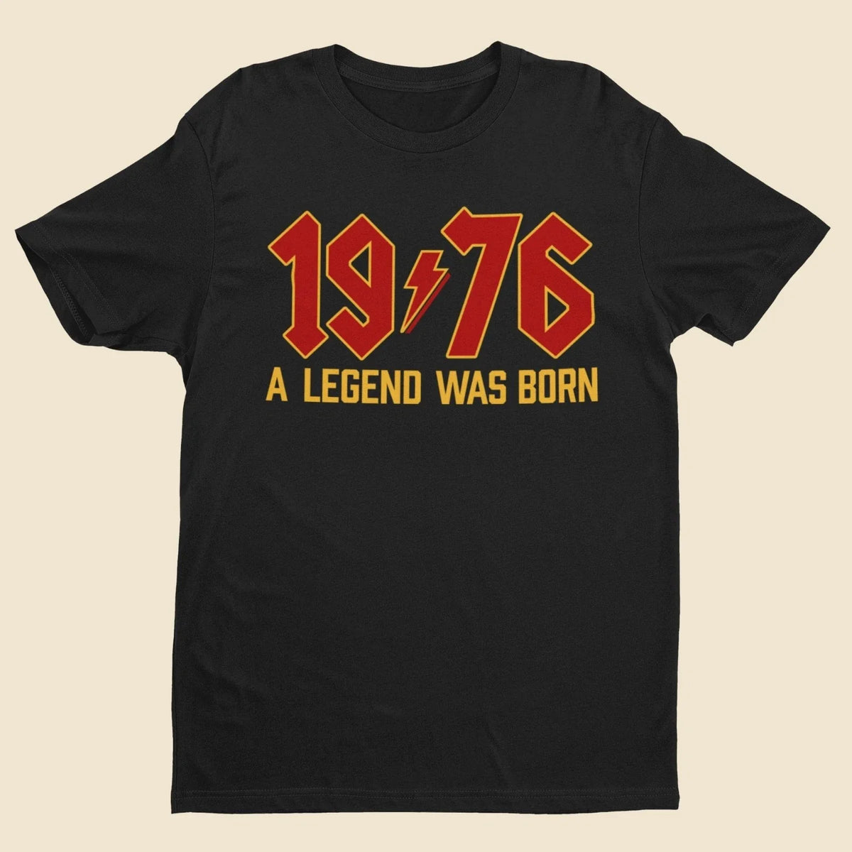 Personalised 50th Birthday in 2026 T Shirt 1976 Rock Font Name Back Print Gift Unisex