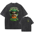 Vintage Oversized Washed Tee,Skull Grumpy Old Stoner Print Unisex Casual Unisex