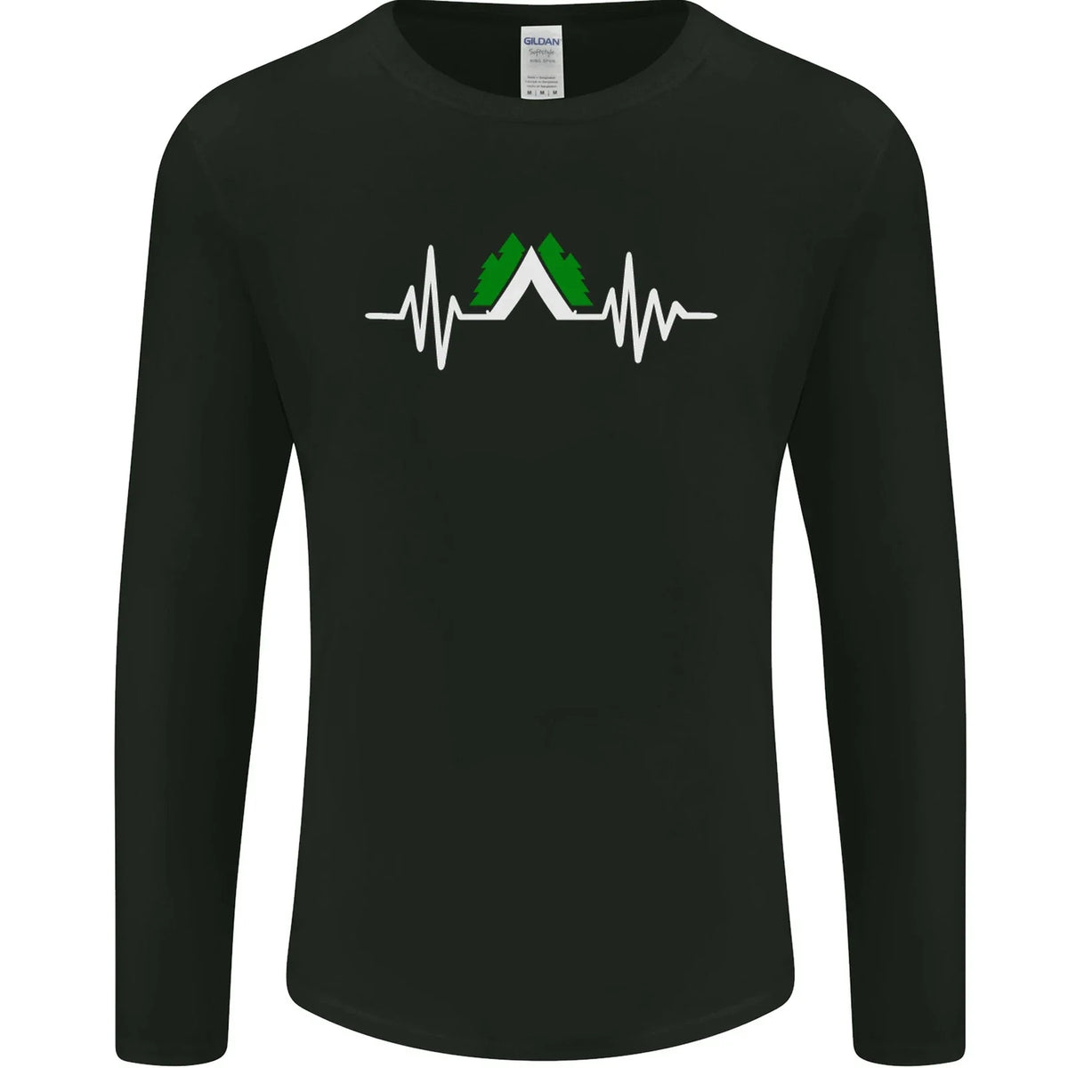 Pulse Camping Camper Camp Festival ECG Mens Long Sleeve Unisex