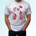 Peru football flag white t shirt camiseta soccer gift top design tee all sizes Unisex