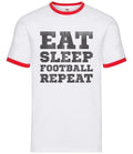 Eat Sleep Football Repeat - Mens Ringer - Footy Soccer Fan Player Team Unisex
