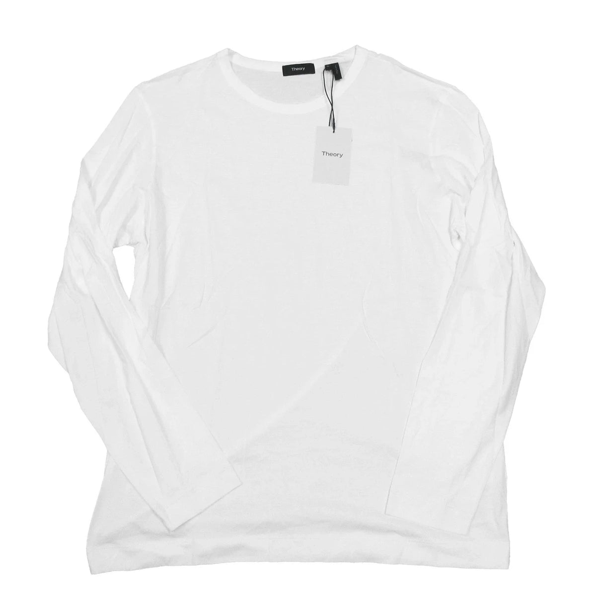 Theory Men's White Foundation Jersey Gaskell Crew-Neck Long Sleeve (XL) Unisex