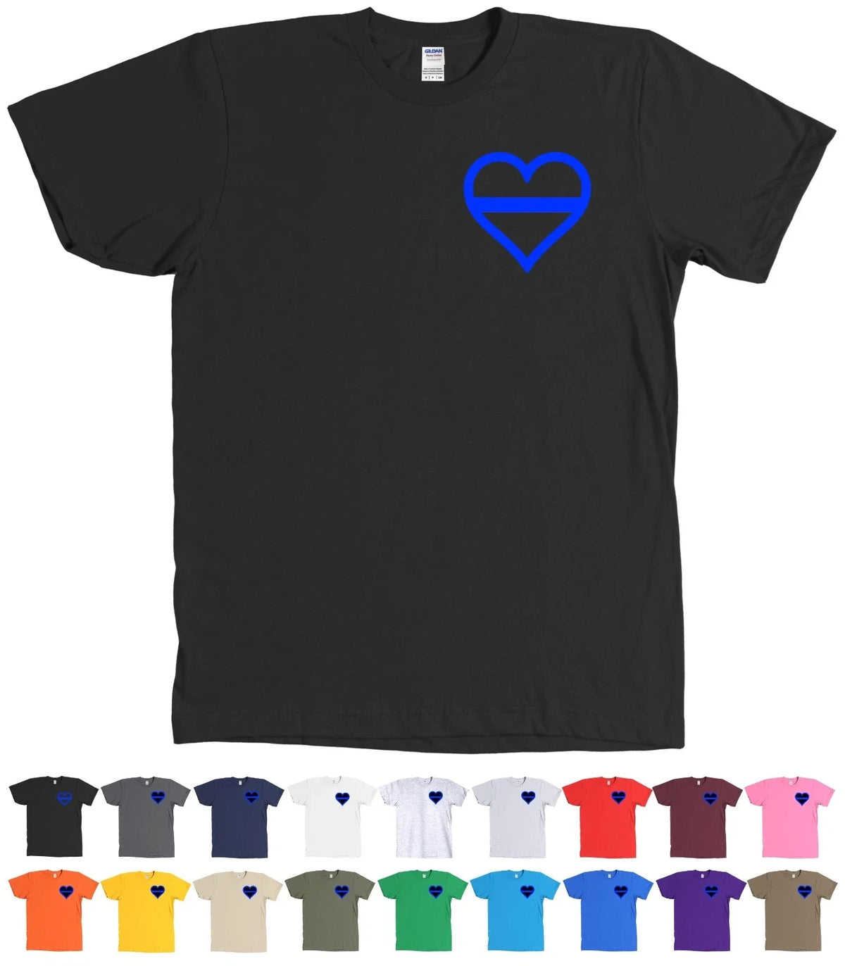 Thin Blue Line HEART Police Support Shirt - NEW - MANY COLORS Unisex