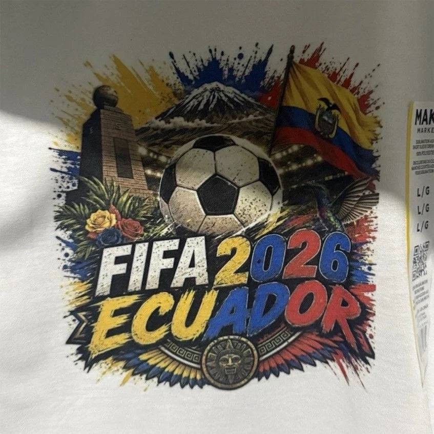 MAKE MARKET Men’s FIFA 2026 Ecuador Soccer Graphic Print White L Regular Unisex