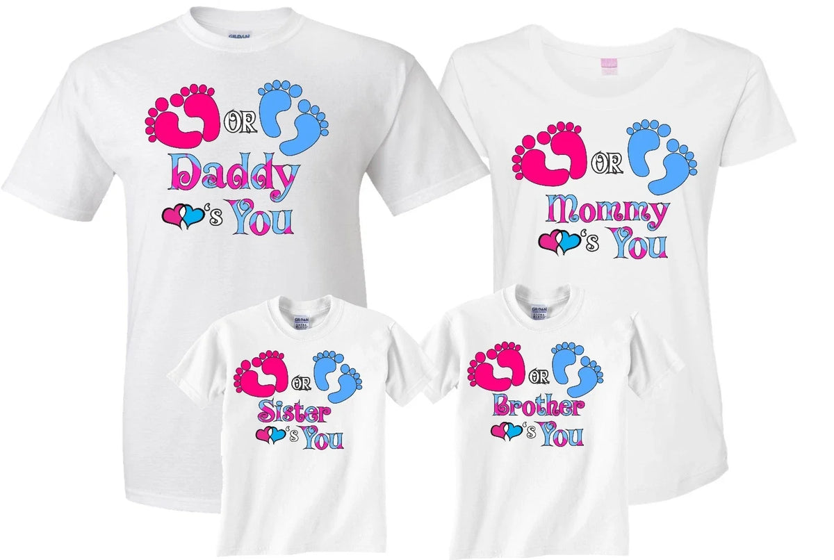 Pink or Blue Gender Reveal Family Funny matching cute s Unisex