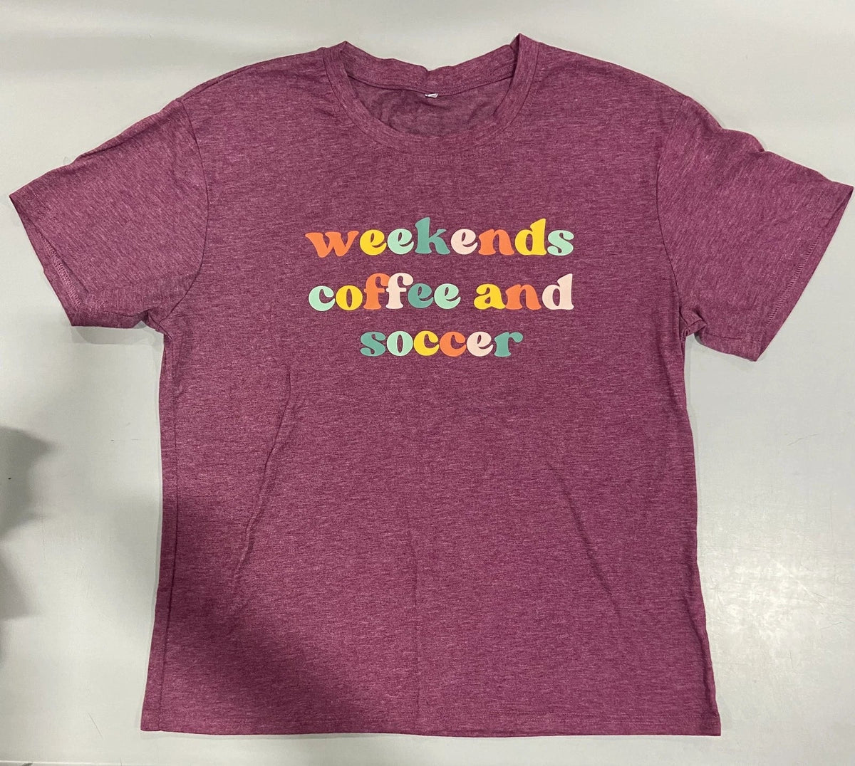 SOCCER MOM TEES WEEKENDS COFFEE SOCCER SOCCER AUNTIE - HEATHER MAROON L Unisex