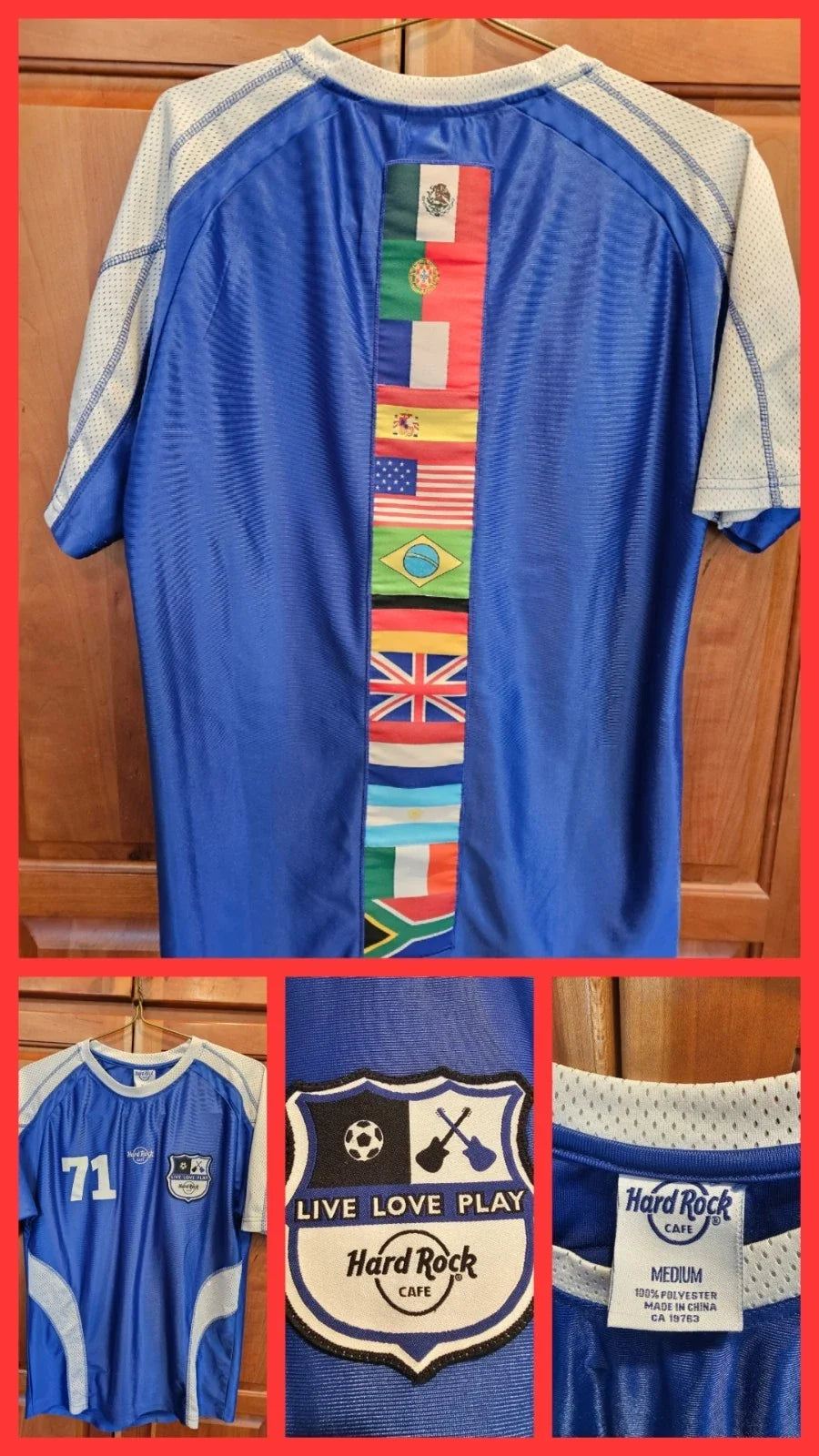 Vtg Hard Rock Cafe World Cup Soccer Flags Jersey Shirt Miami Argentina M Unisex