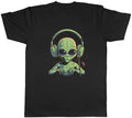 Alien Music Headphones Mens DJ Dance Party Rock Roll Indie Unisex Tee Unisex