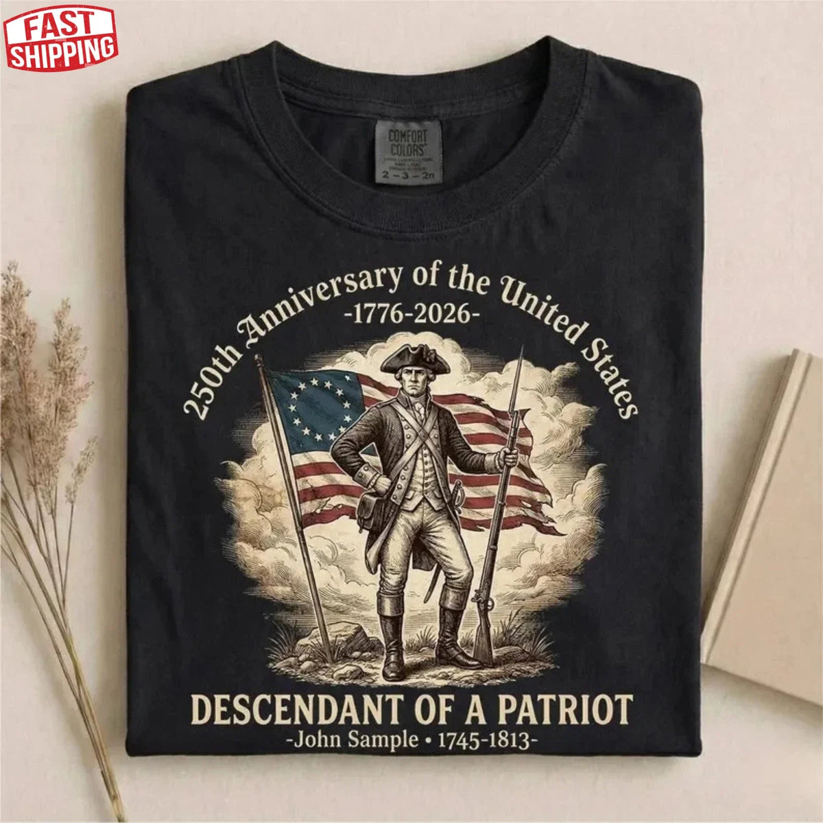 Custom Name 250th Anniversary 1776 USA Patriot Descendant Gift Unisex