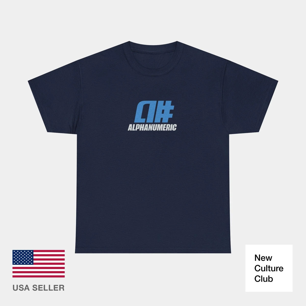 alphanumeric skateboards a# 1998 Vintage Logo Blue Classic Skate TShirt Print Unisex