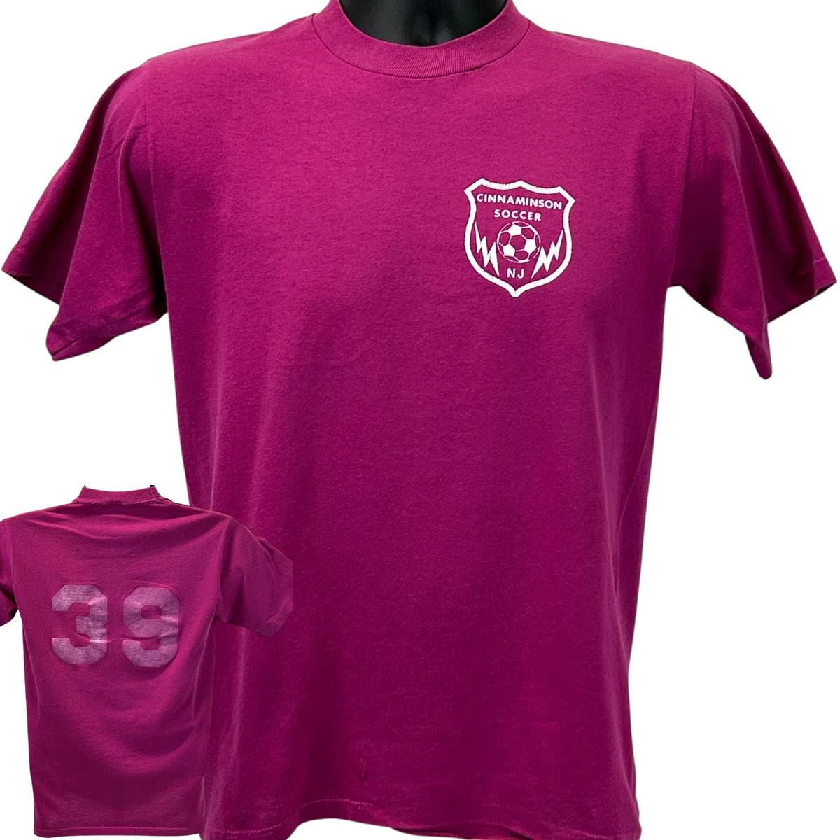 Vintage Cinnaminson Soccer Club T Shirt Mens S Small Purple 90s New Jersey USA Unisex