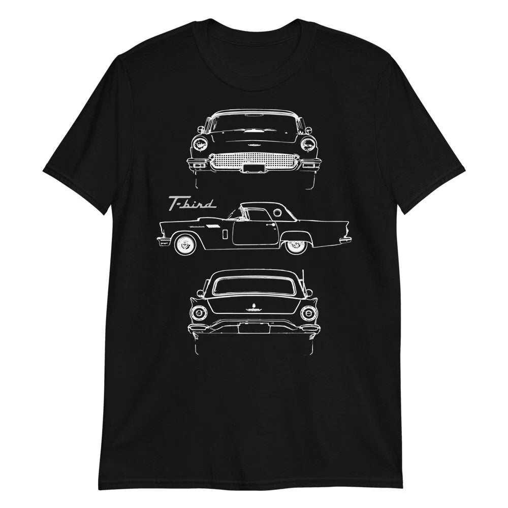 1957 Thunderbird Antique Classic Car Outline Art T-bird Collector Cars Unisex