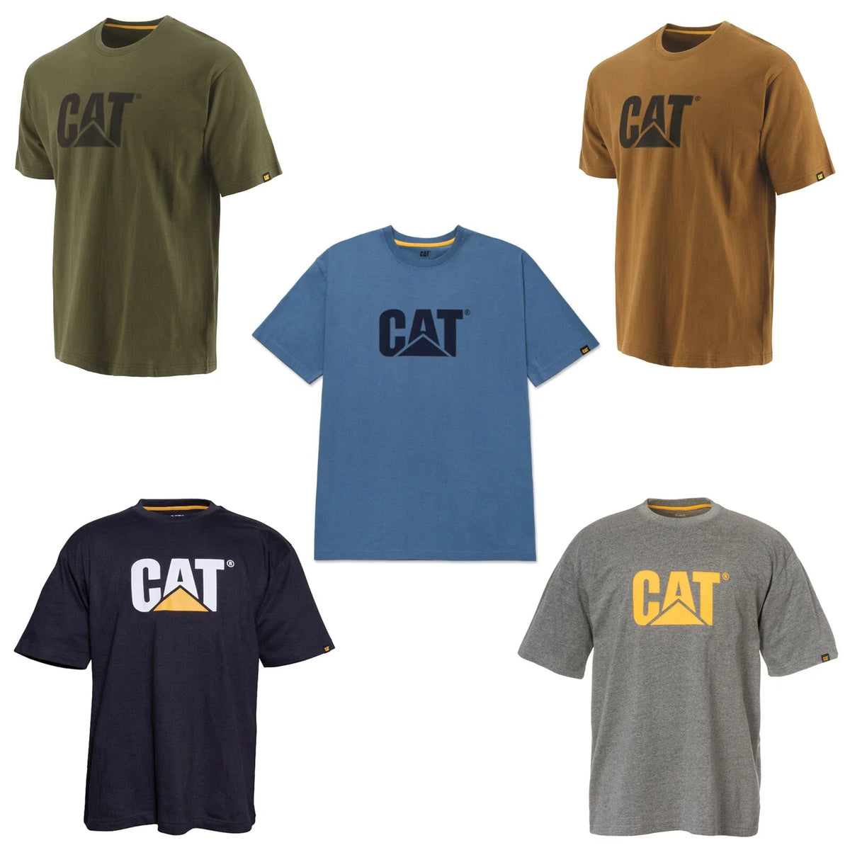 Mens CAT Work Caterpillar Trademark Logo Durable Short Sleeve Shirts Unisex
