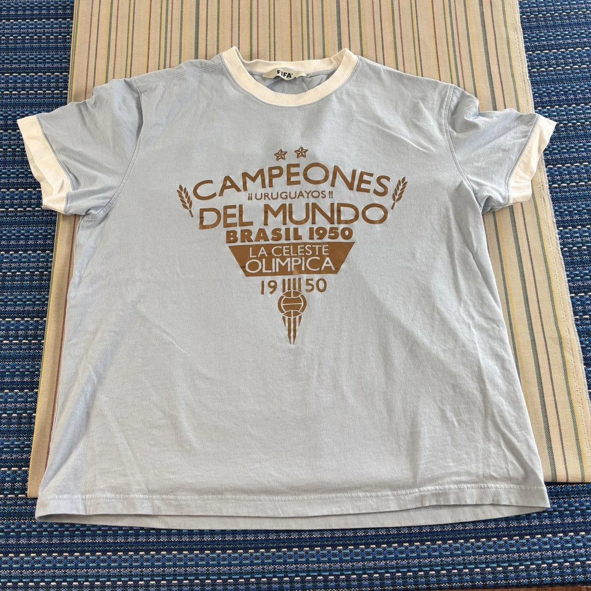 FIFA Uruguay Campeones Del Mundo Shirt Mens 2XL Blue Brasil 1950 World Cup Tee Unisex