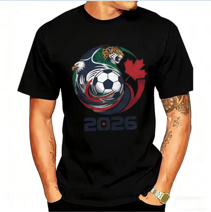 2026 USA Canada Mexico Soccer Eagle Jaguar Graphic Men Football Fan Tee Unisex